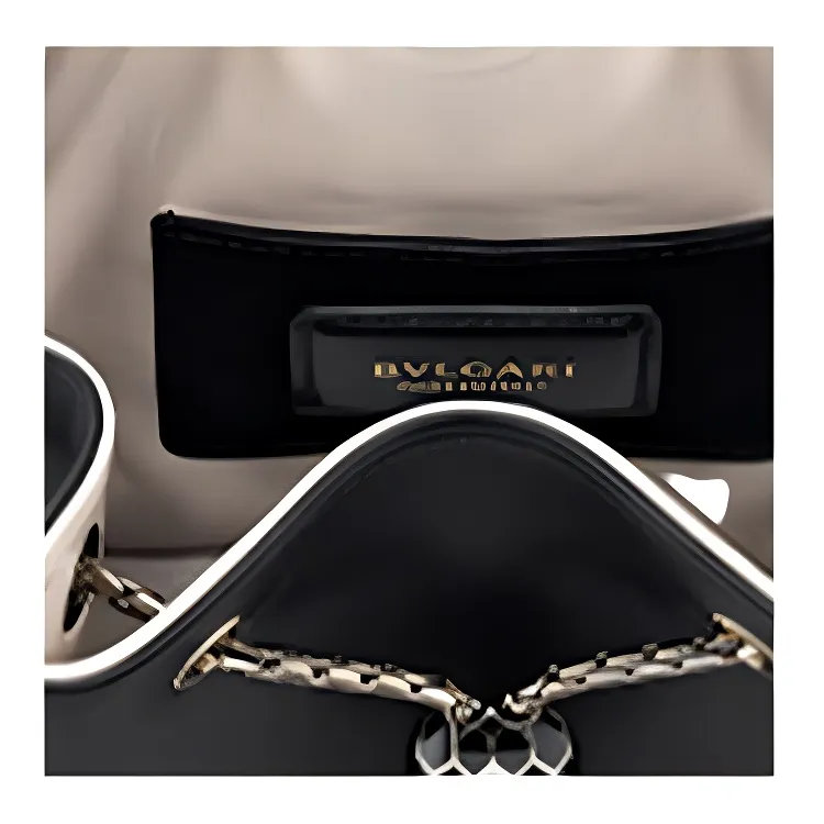 BVLGARI Calfskin Bucket Bag Handbag Women's Black-4