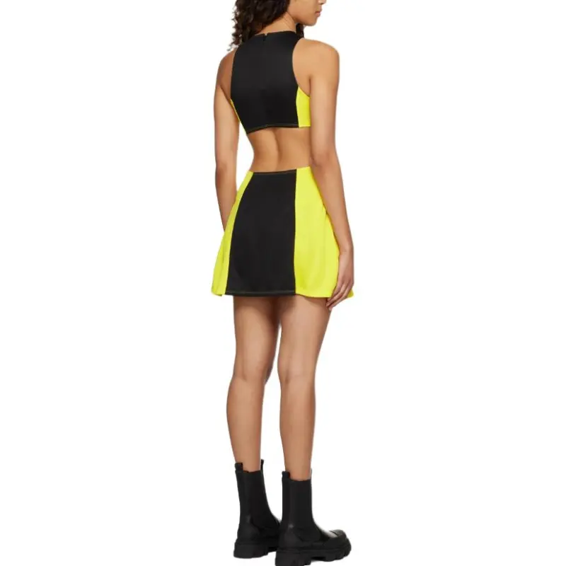 GANNI Sleeveless Dress Women's Black Yellow-1