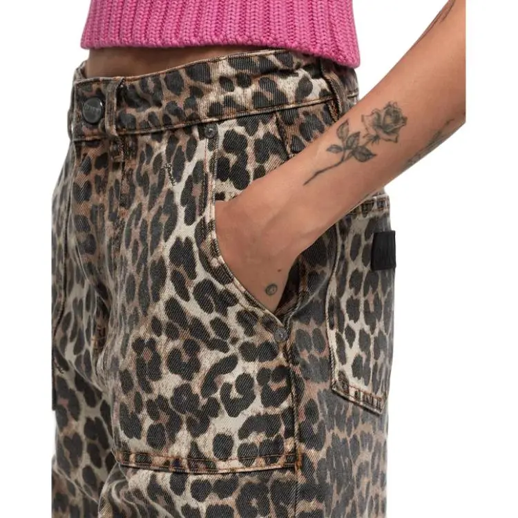 GANNI Leopard Printed Straight Leg Jeans-4