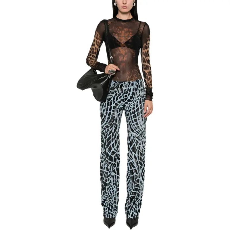 Mugler Velvet print Straight leg Jeans-2