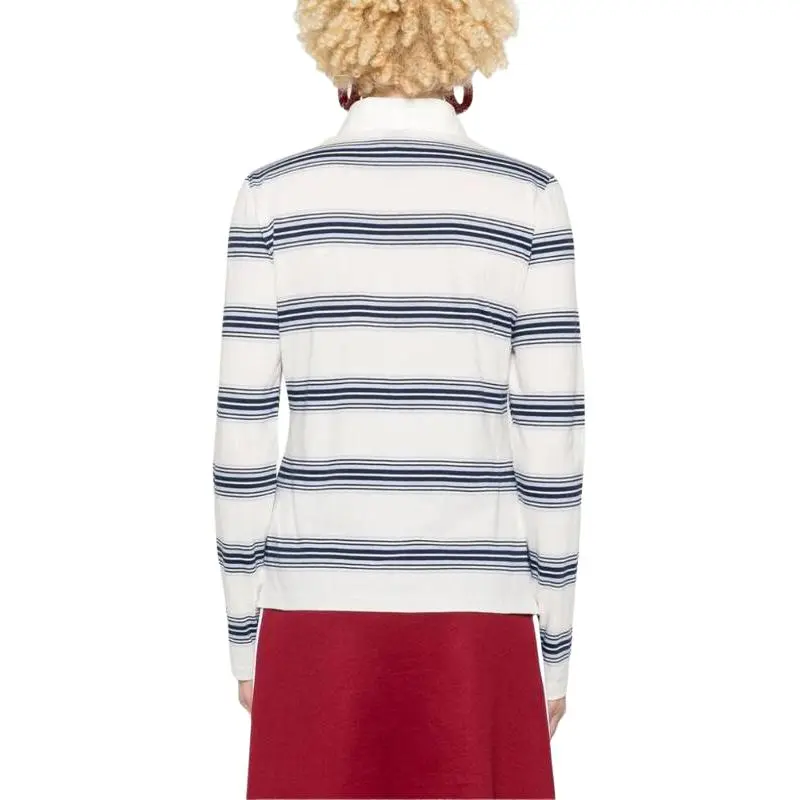 GANNI Striped Long-Sleeved Polo Shirt-3