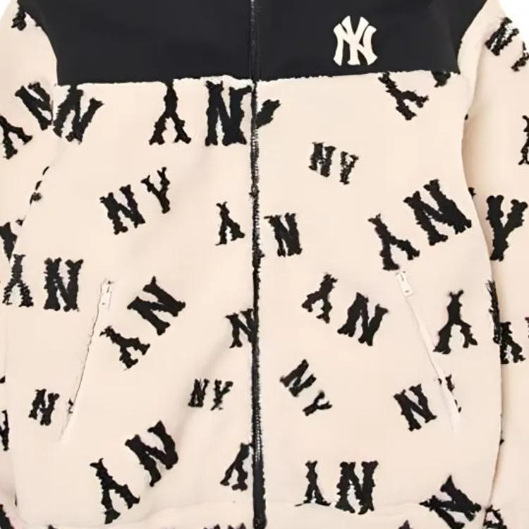 MLB New York Yankees Megagram Jackets Coats Unisex Dark Cream-2