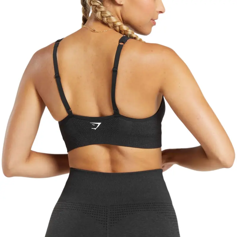 GYMSHARK Vital Seamless V Neck Sports Underwear Women's Black Mud Gray Rock-1