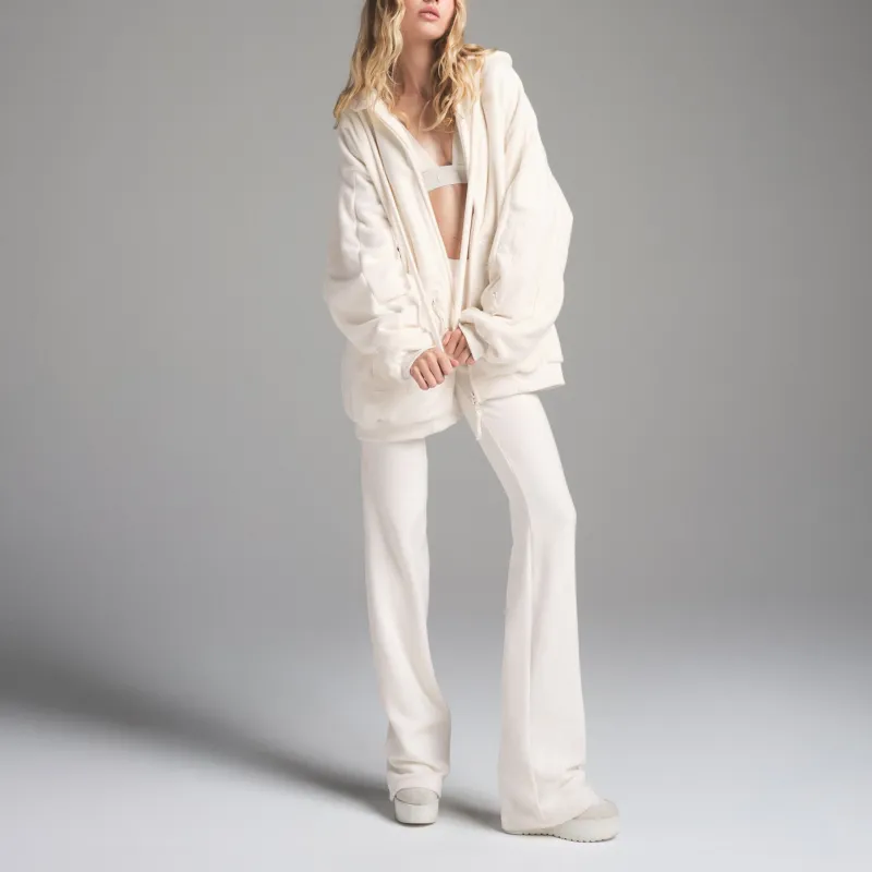 SKIMS FW24 FLEECE LOUNGE OVERSIZED HOODIE Sweatshirt Women's ECRU/Natural-2