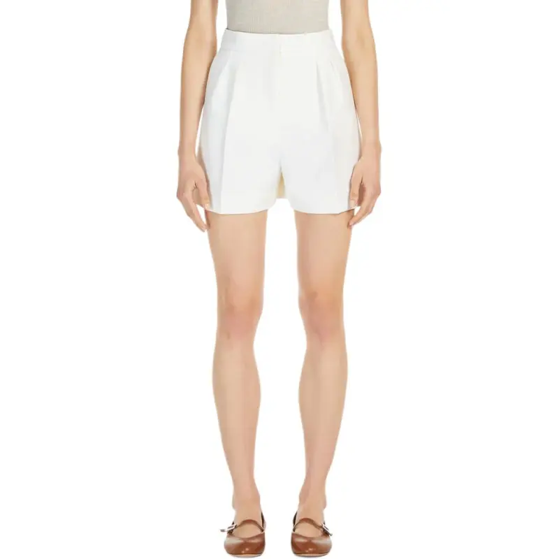 MaxMara Ivory Stretch Wool Shorts-2