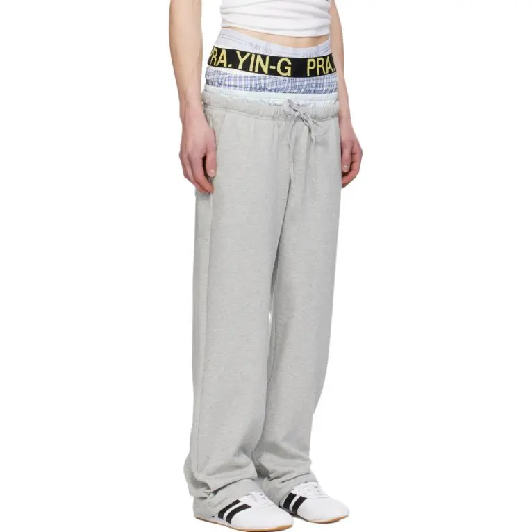 Praying Knitted Sweatpants Men's Gray-1