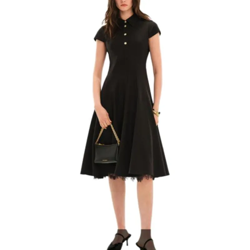 KARL LAGERFELD SS25 Short Sleeved Dress Women's Black-3