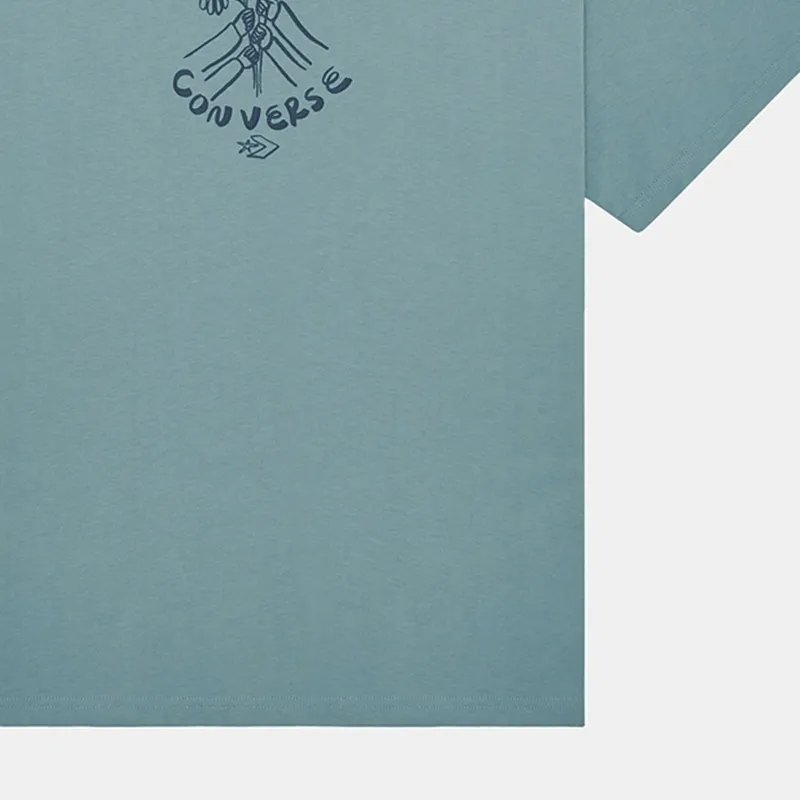 Converse FLOWER FRIENDS T Shirt Men's Peacock Blue-4