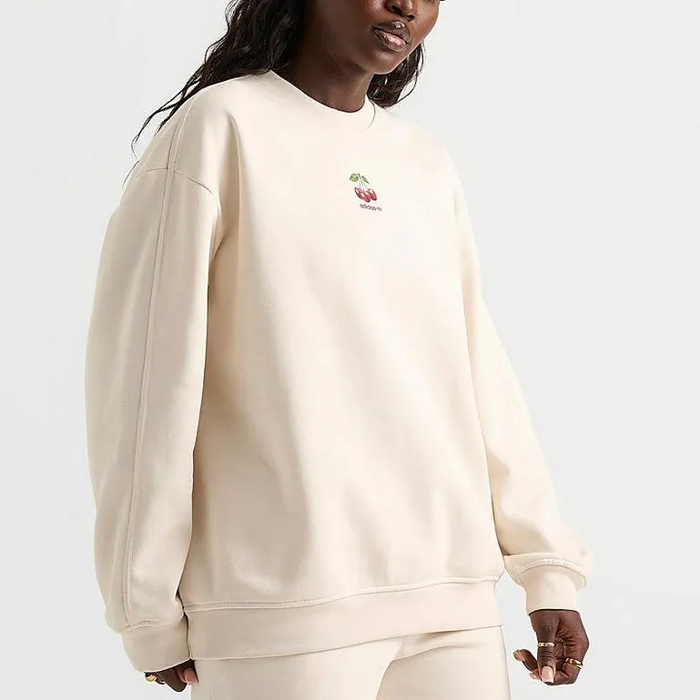 Adidas Originals SS25 Oversized Crewneck Sweatshirt Women's Ecru-3