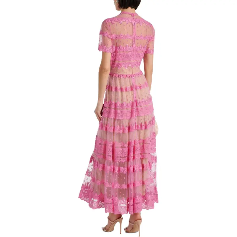 ELIE SAAB Lace Embroidered Midi Dress-3
