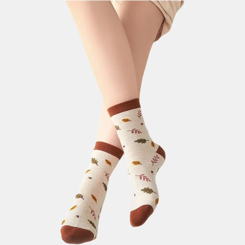NAIER Mid Calf Socks Women's 4 Pack Mercerized Wool Squirrel-4