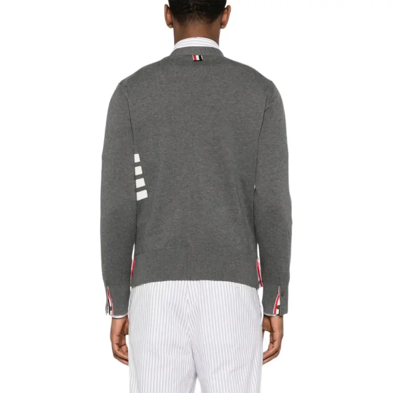 THOM BROWNE 4 Bar V Neck Relaxed Fit Cardigan-4