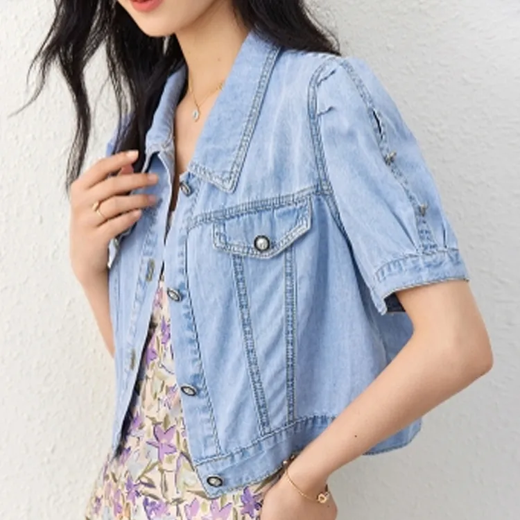 OUNIXUE Denim Jackets Women's Blue-2