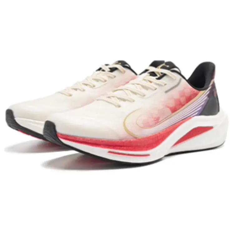QIAODAN Boundaryless 7.0 Wear Resistant Breathable Rebound Low Top Casual Sprint Running Shoes Men's White Red-2