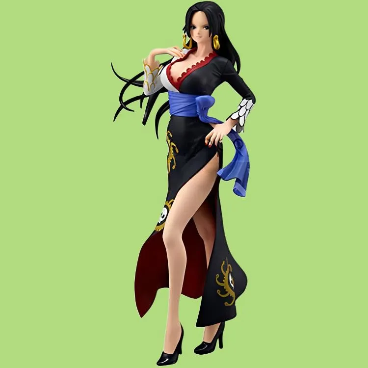 BANPRESTO Boa Hancock Glass Factory One Piece Stampede Theater Boa Hancock Black Dress Bonus Gifts 24cm-2