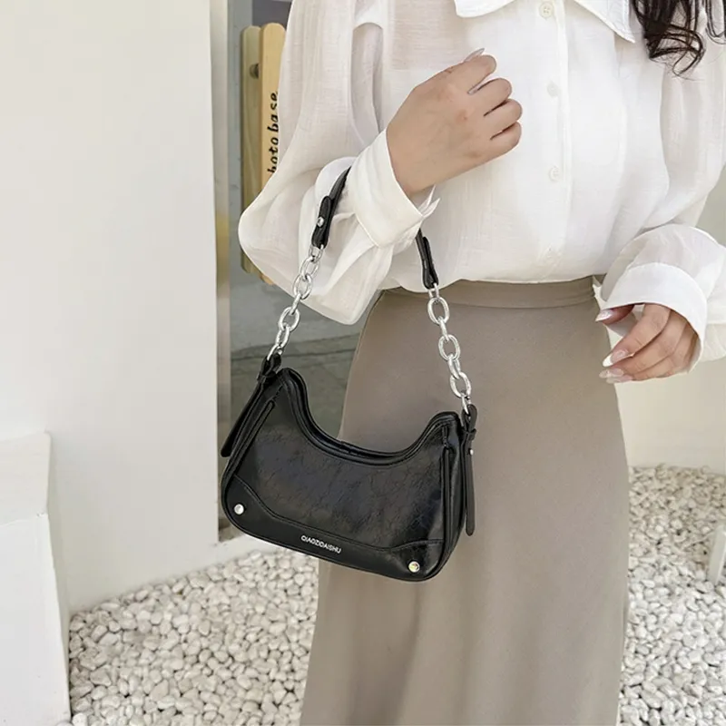 PINK·LAND PU Crossbody Bag, Shoulder Bag Women's Black/White/Silver/Pink-1