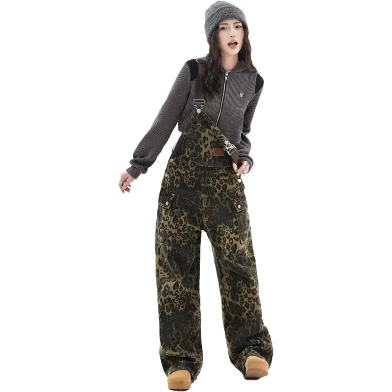 JIMI&JONS Overalls Unisex Leopard Print-5