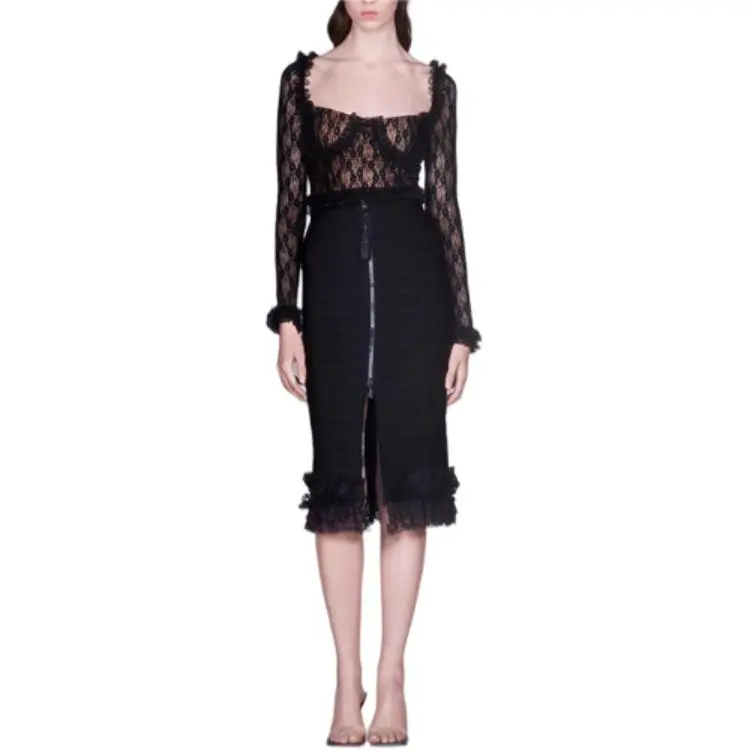 Self portrait Ruffle Knit Midi Skirt-4