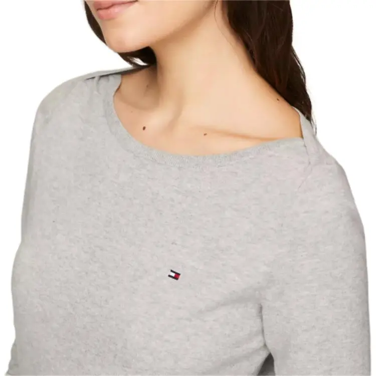 Tommy Hilfiger Solid Boatneck Sweater Sweaters Light Grey Heather Sweater Women's Gray-4