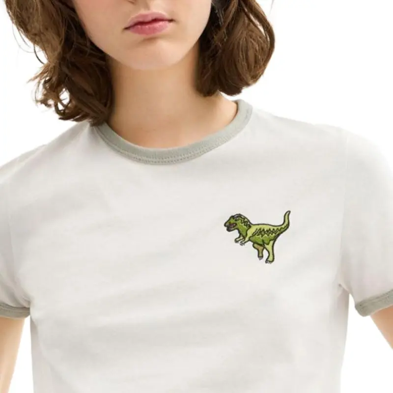 COACH Rexy Logo Print Crew Neck Pullover T Shirt Women's Light Gray-3