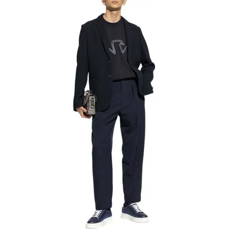 EMPORIO ARMANI Single breasted Jacket In A 3D effect Virgin wool Stretch Jersey Knit-2