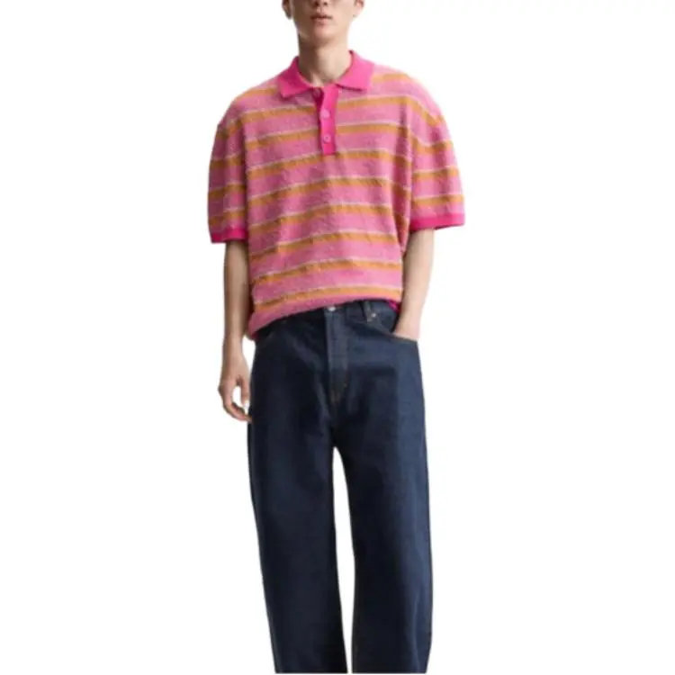 ZARA Polo Shirts Men Pink-2