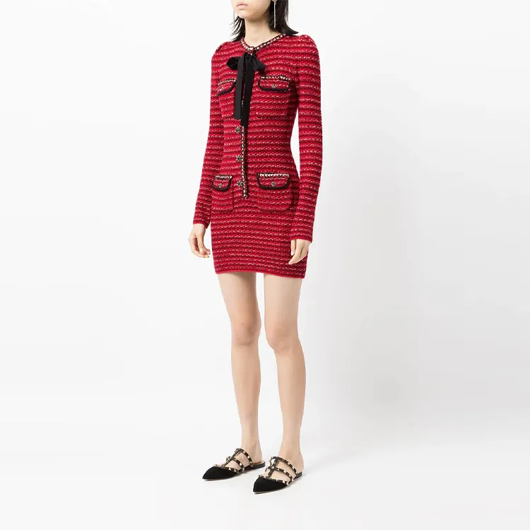 Self portrait Long Sleeved Dresses Women's Red-3
