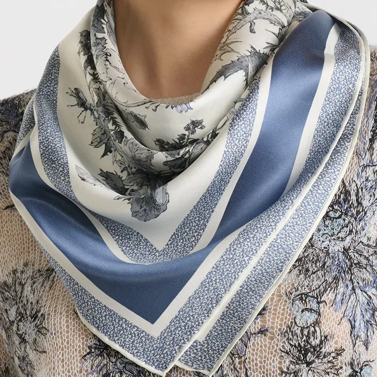 DIOR Silk Silk Scarves Women's Blue-1