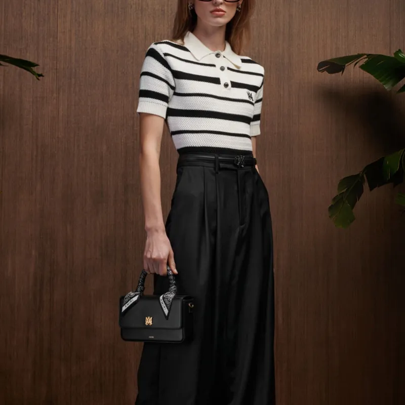 AMIRI Ma Striped Polo 'Black/Alabaster'-2
