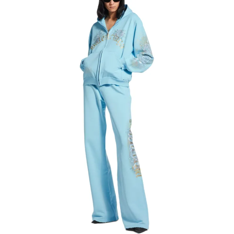 Balenciaga Knitted Sports Pants Women's Light Blue-2