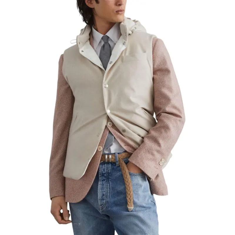 Brunello Cucinelli Flannel Hooded Down Vest-1