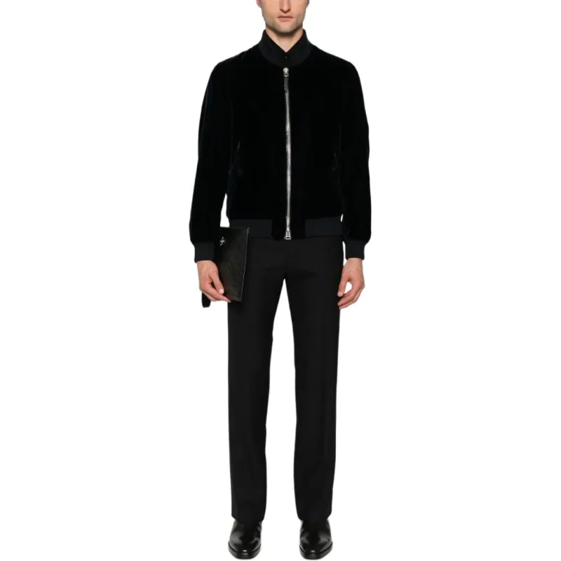 TOM FORD Velvet Long Sleeved Bomber Jacket-1