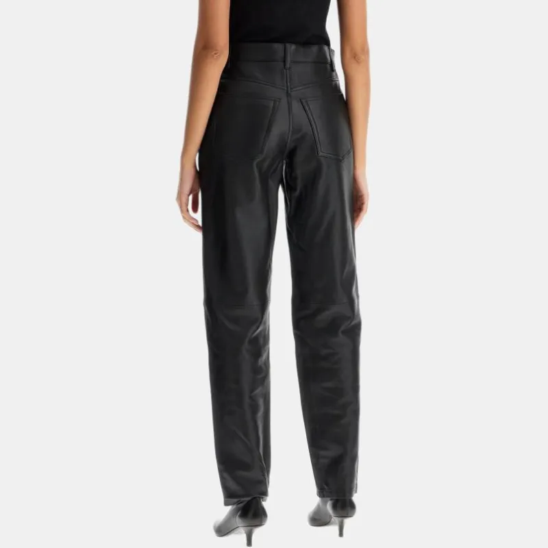 TOTEME Leather Pants Women's Black-2