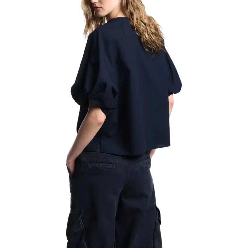 EMPORIO ARMANI Poplin Blouse With Twisted Sleeves-2