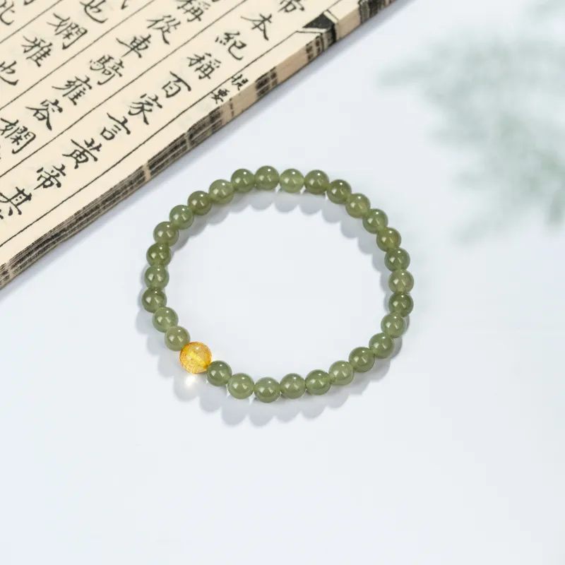 Yo sheng Hetian Jade Bracelets Green Jade Women's-4