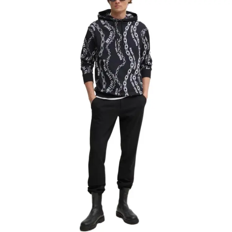 VERSACE Logo print Cotton Hoodie-1