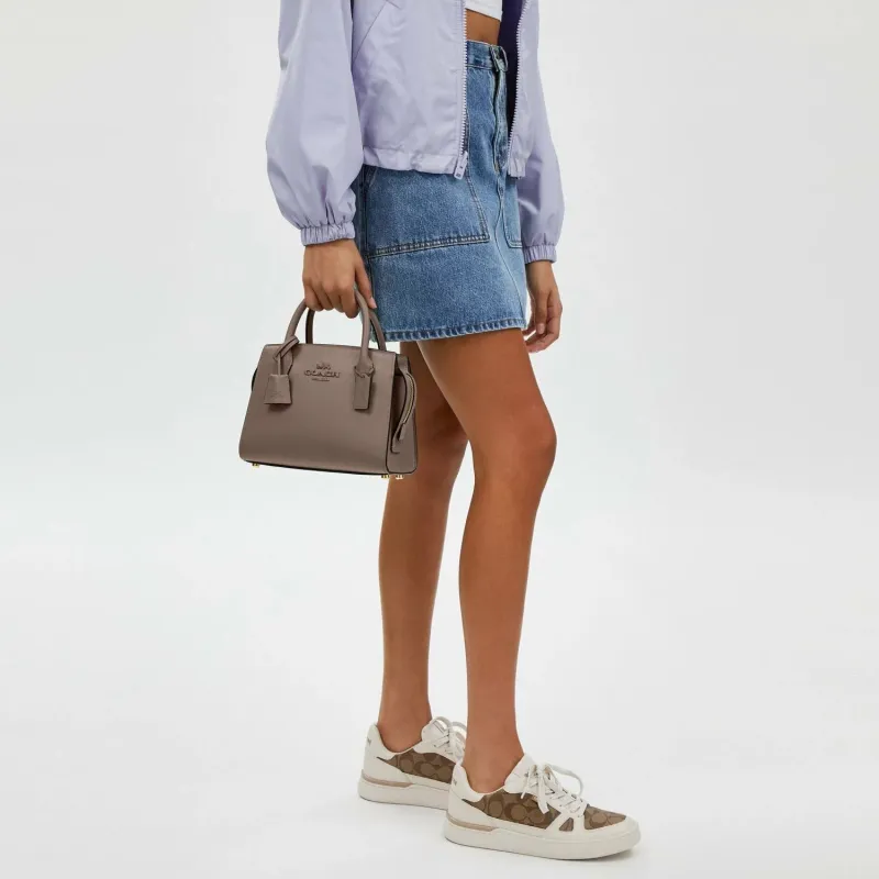 COACH Refined Calfskin Shoulder Bag, Crossbody Bag, Handbag Trumpets Women's Tan-3