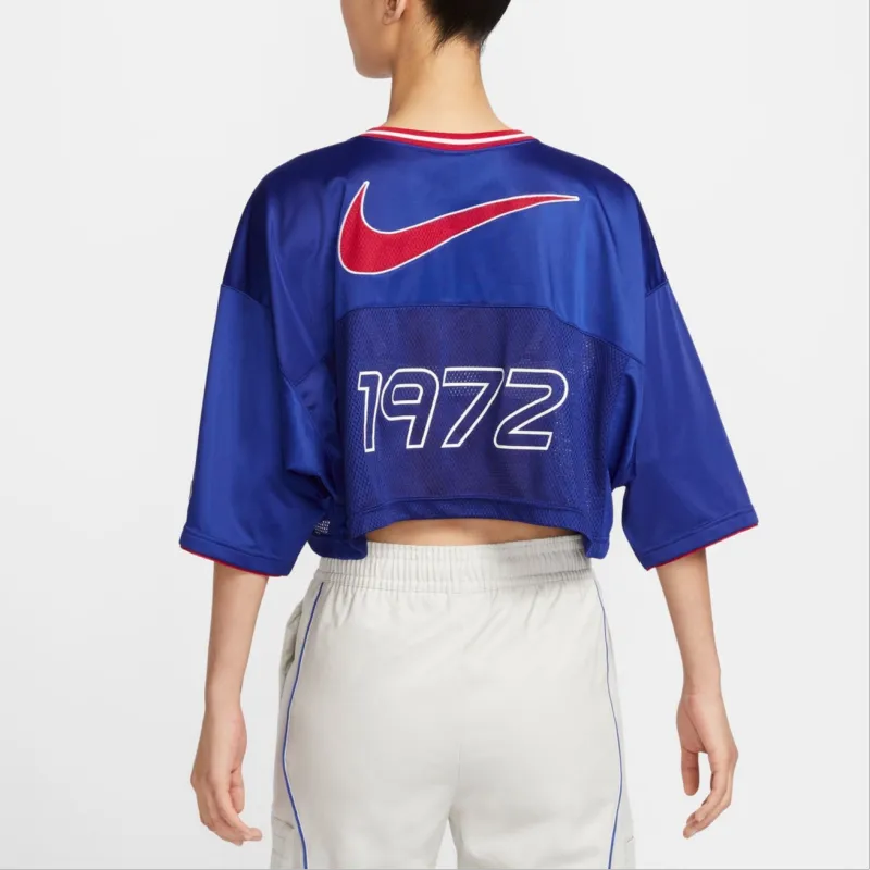 Nike Sportswear Women's V-Neck Pullover Sporty T-Shirt Blue-2