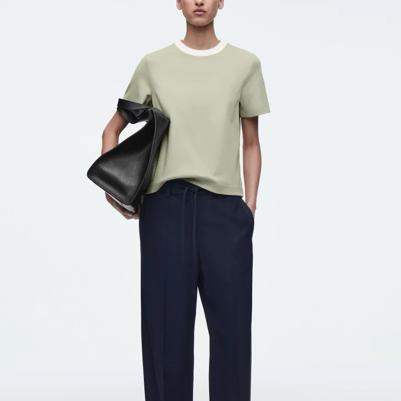 COS Regular T Shirt Women's Green/Beige-1
