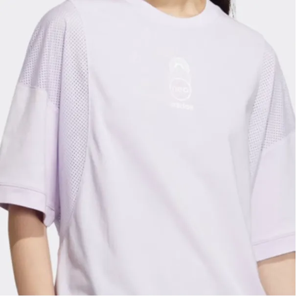 Adidas Neo Drop Shoulder Sleeve T Shirt Women's Light Purple-5