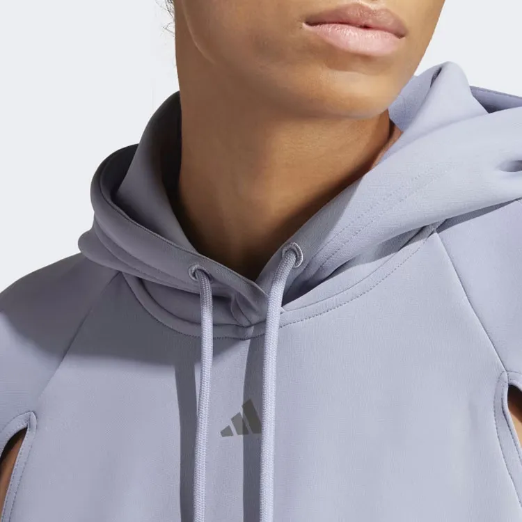 Adidas Hiit Aeroready Crop Training Hoodie Sweatshirt Women's Silver Purple-4