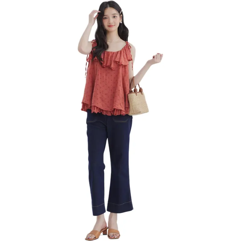 DEAR DEER PUFF Camisole Women's Red-3