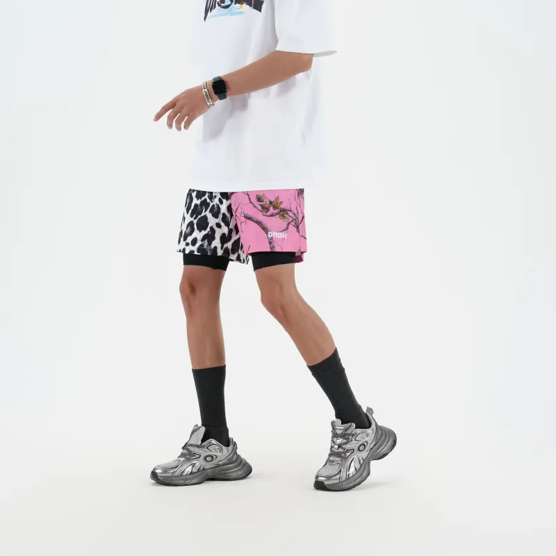 DNBH Dual Tone Collection Leopard Print Collection Casual Shorts Unisex-8