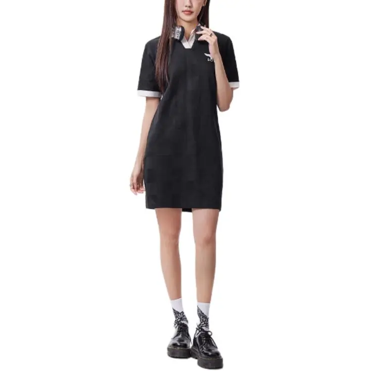 Boy London Short Sleeved Dress Women's Black/Beige White-2