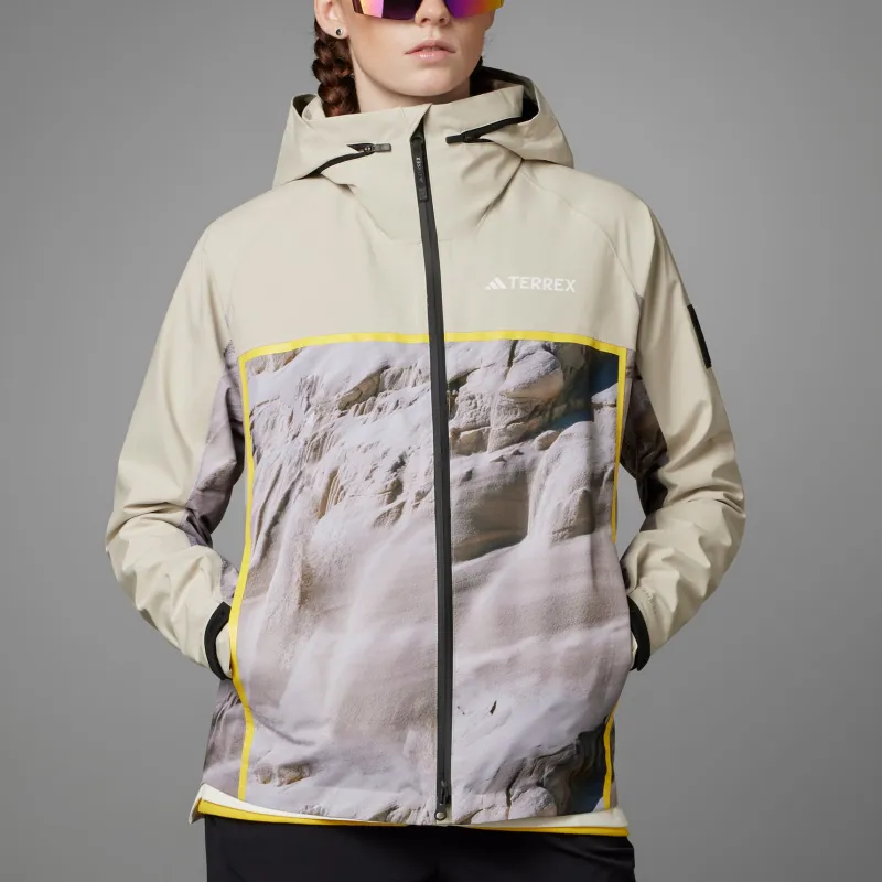 Adidas Outdoor Hiking Water-Resistant Windproof Other Windbreaker Jacket Women's Earth Yellow-3
