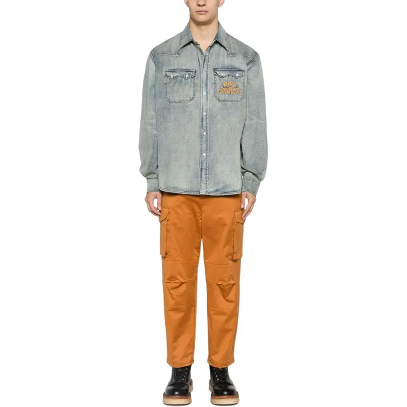 KENZO Drawn Varsity Denim Western Shirt-2