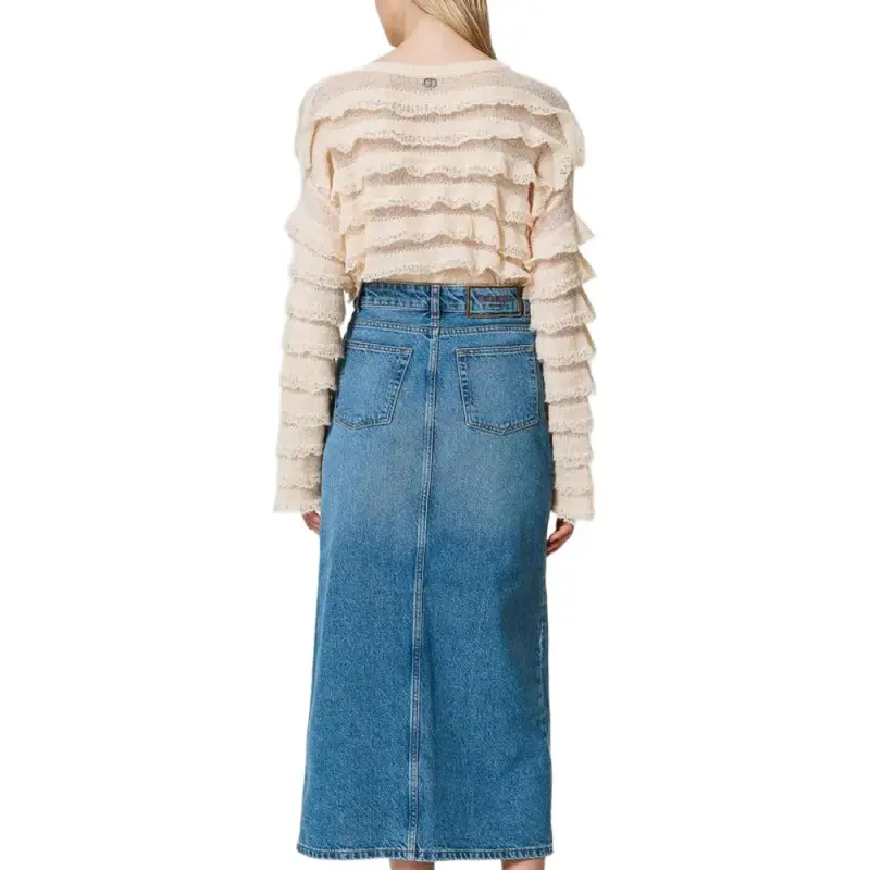 Twinset Denim Slit Midi Skirt-3