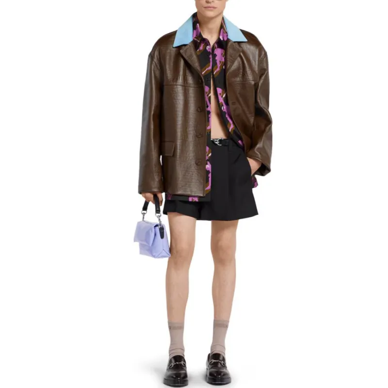 GUCCI SS25 Leather Jacket Men's Dark Brown-4