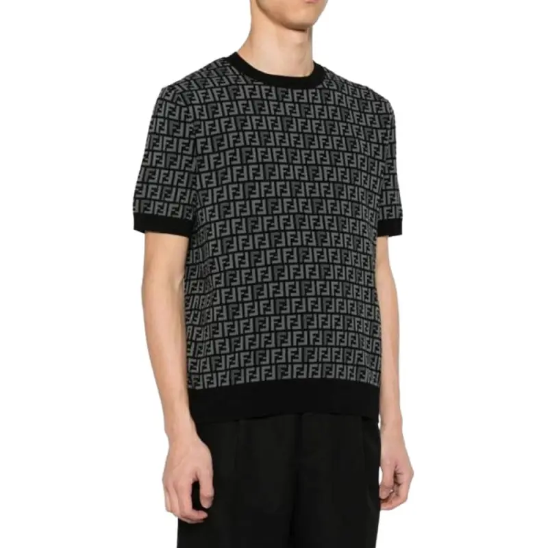 FENDI Ff Jacquard Short Sleeved Jumper-4