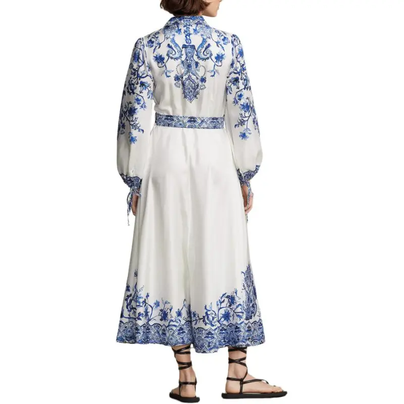Polo Ralph Lauren Long-Sleeved Dresses Women's Blue White-1